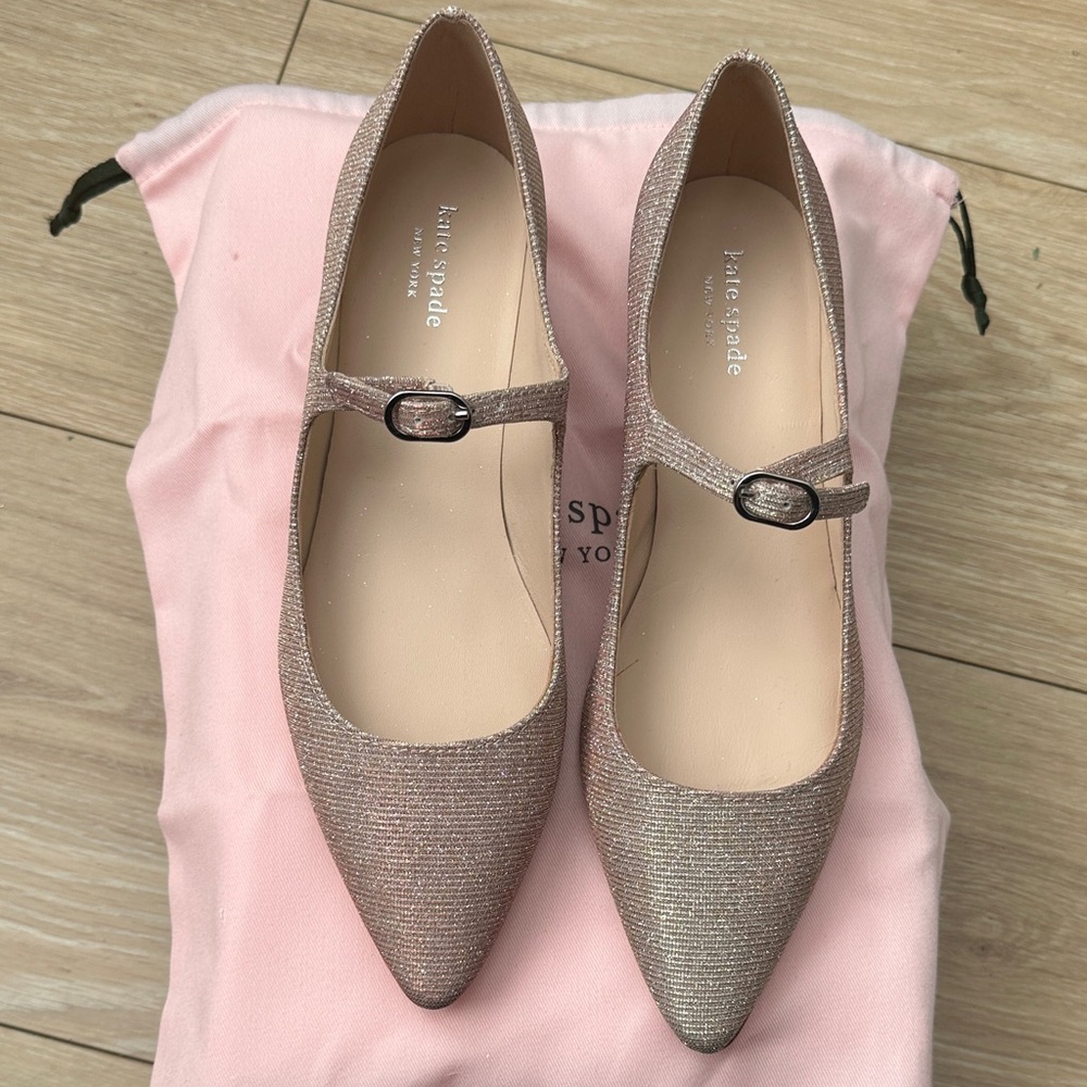 Kate Spade Women's Glitter Mary Jane Flats - Pink/ Champagne